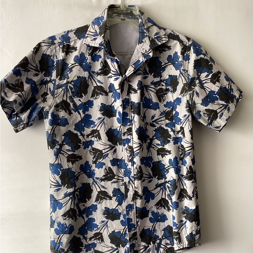 HeirroWolf Floral Blue and gray Men's Shirt